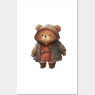 Cute Bear Cartoon Adventurer Adorable Kawaii Animal Posters and Art